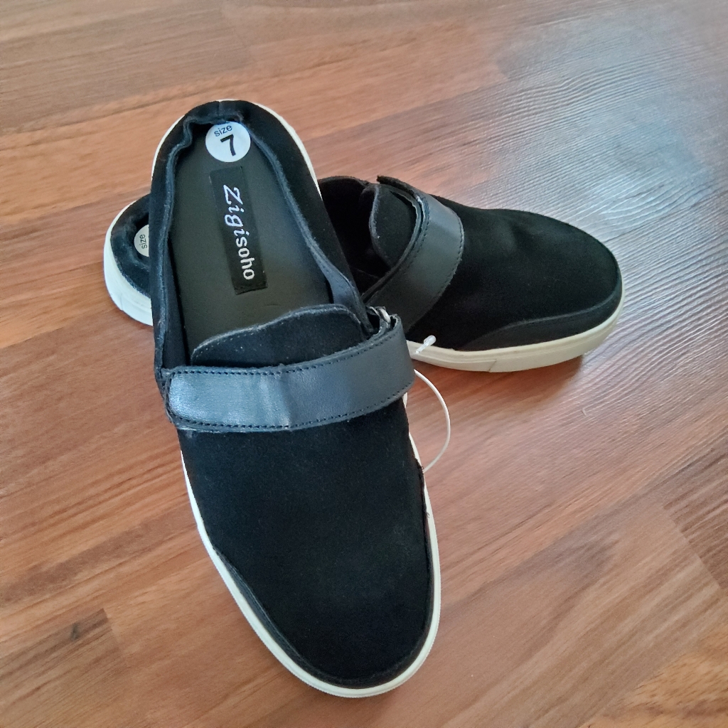 Zigi Soho Mule Slip On Suede Leather Loafer Slide Shoes Black 7